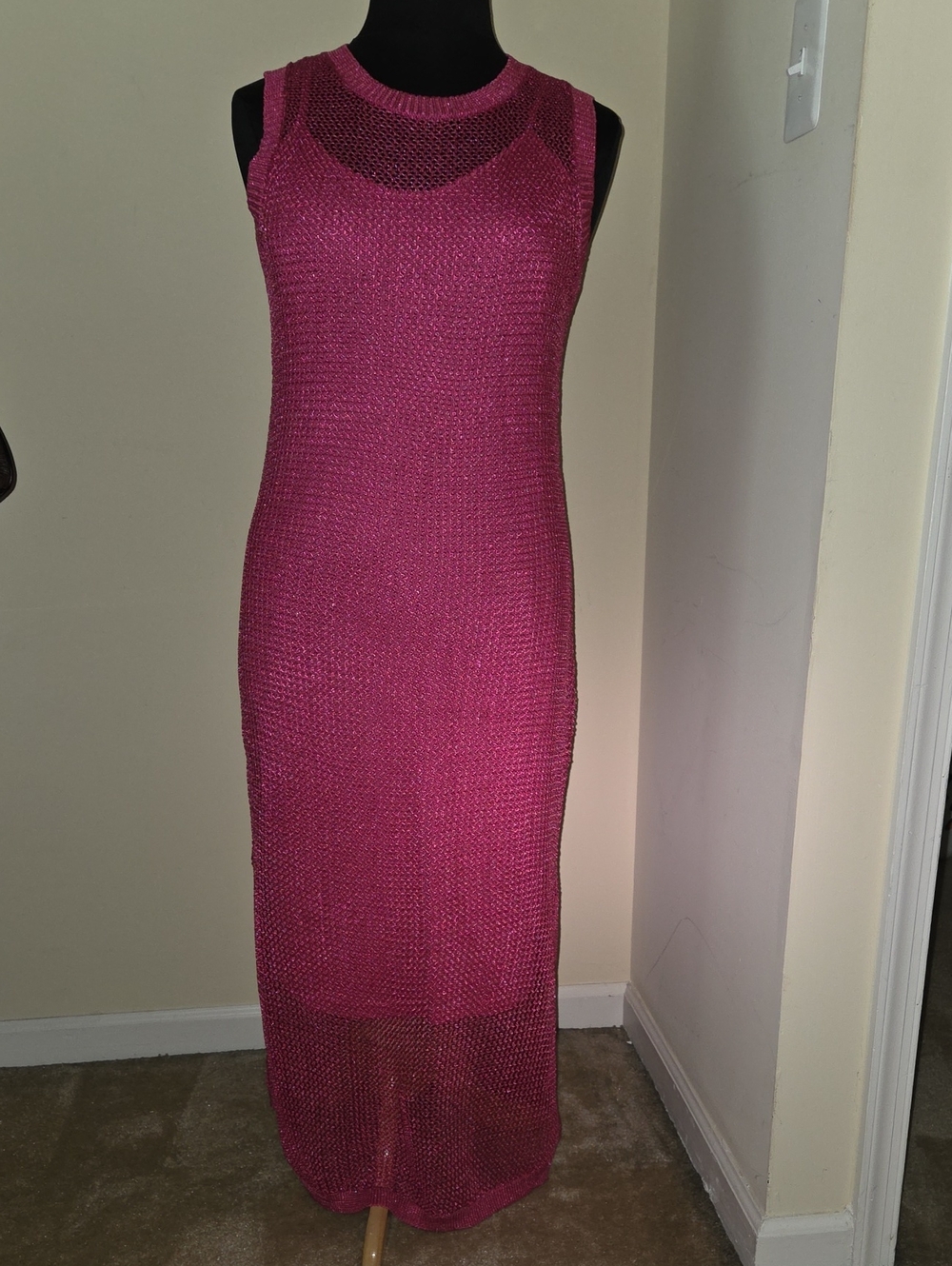 a new day Sleeveless Fuchsia Knit Maxi Dress